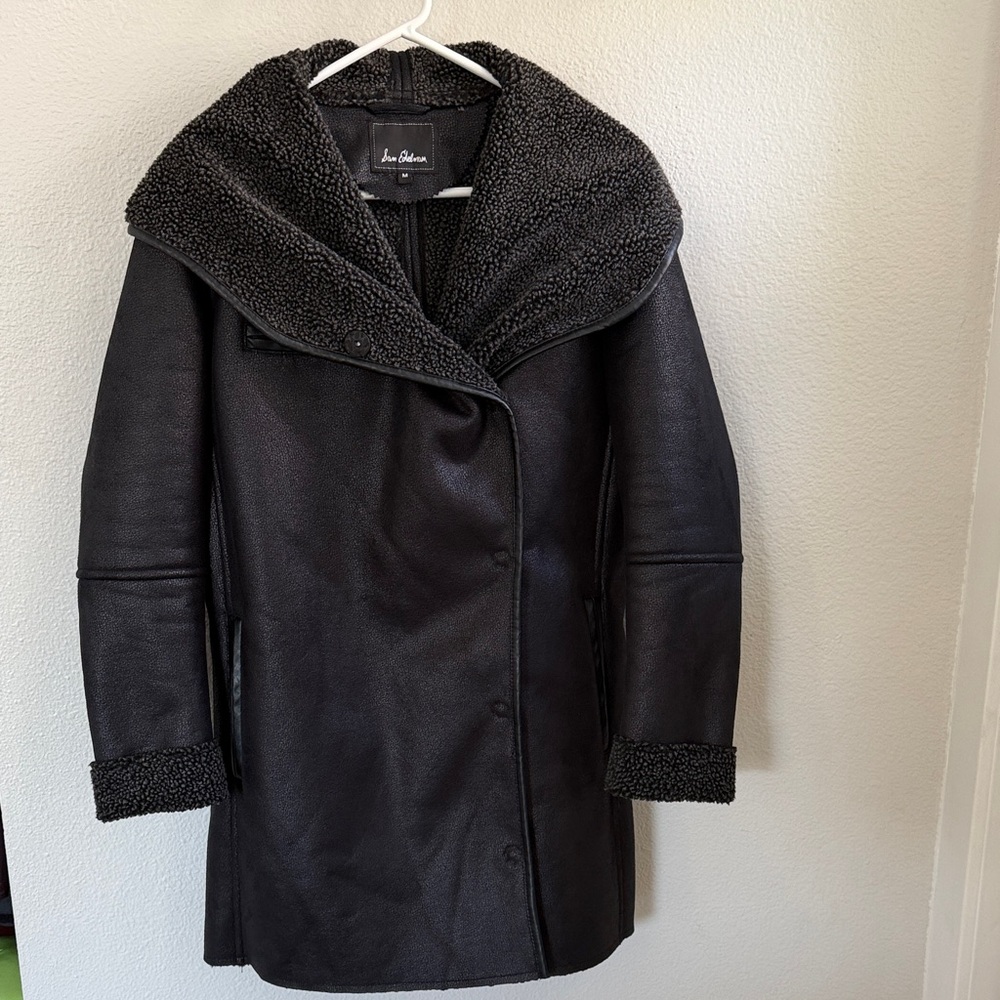 Sam Edelman women’s Charcoal hooded Teddy sherpa lined Jacket size medium - Picture 5 of 13